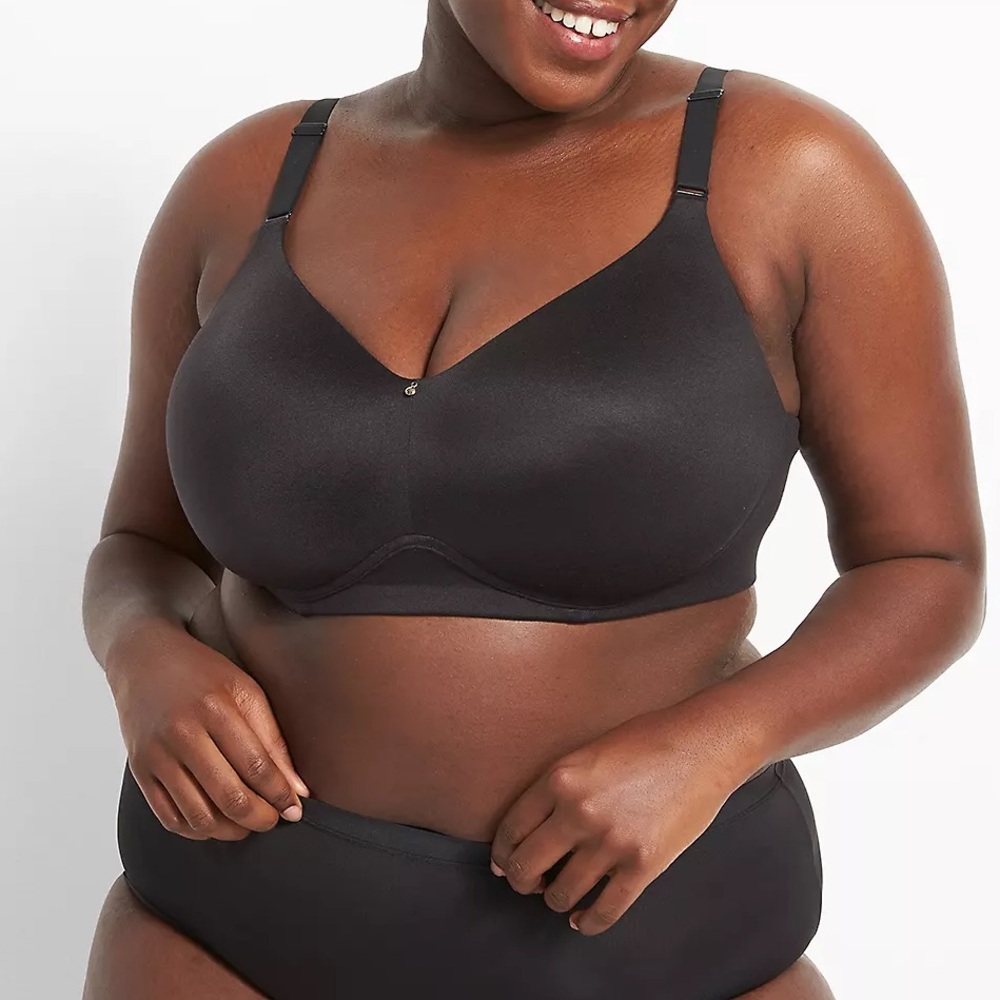 Lane Bryant Cacique Black Invisible Backsmoother Lightly Lined No-Wire Bra 38DDD